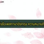 ตั้งชื่อเฟสภาษาอังกฤษ-ความหมายดีๆ-2564-