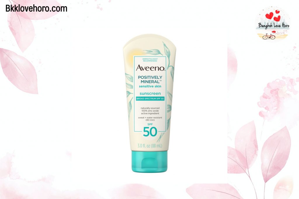 ครีมกันแดดสำหรับคนเป็นสิว 2021 : Aveeno Positively Mineral Sensitive Skin Sunscreen SPF 50