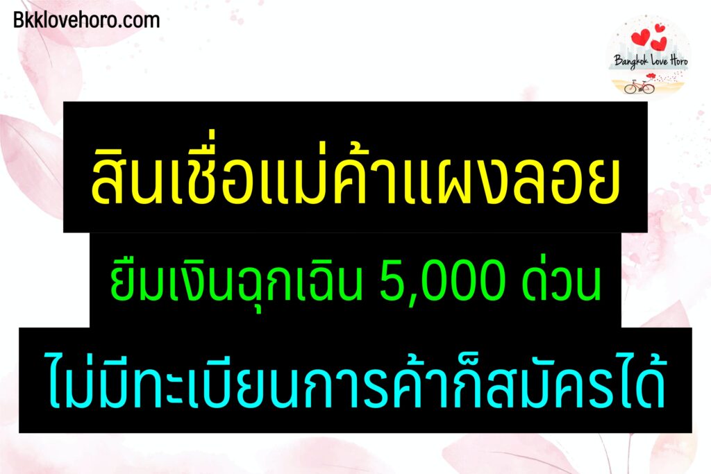 สินเชื่อแม่ค้าแผงลอย 2565 ยืมเงินฉุกเฉิน 5000 ด่วน กู้ง่าย ไม่เช็คบูโร 