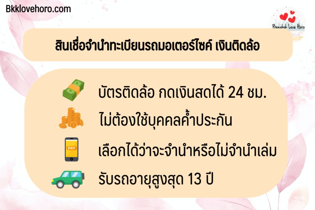 สินเชื่อจำนำทะเบียนรถมอเตอร์ไซค์