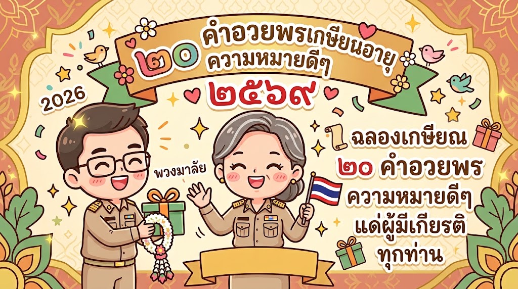 Meta Description: รวมคำอวยพรเกษียณกว่า 100 แบบ ทั้งสั้นๆ ทางการ และภาษาอังกฤษ พร้อมไอเดียการ์ดและคำถามที่พบบ่อย อัปเดตปี 2026 อ่านจบนำไปใช้ได้ทันที